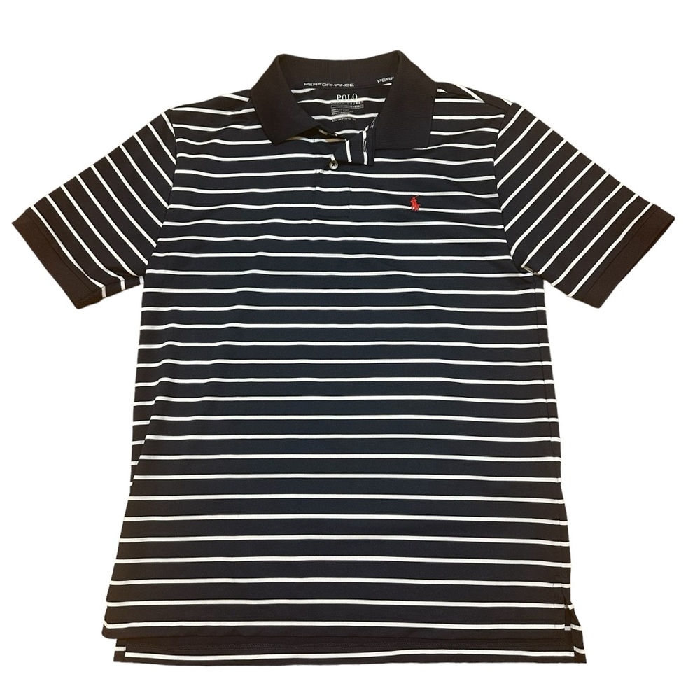 Polo Ralph Lauren Performance Boys Jersey Polo Shirt, Navy/White, Size Lg ,14-16